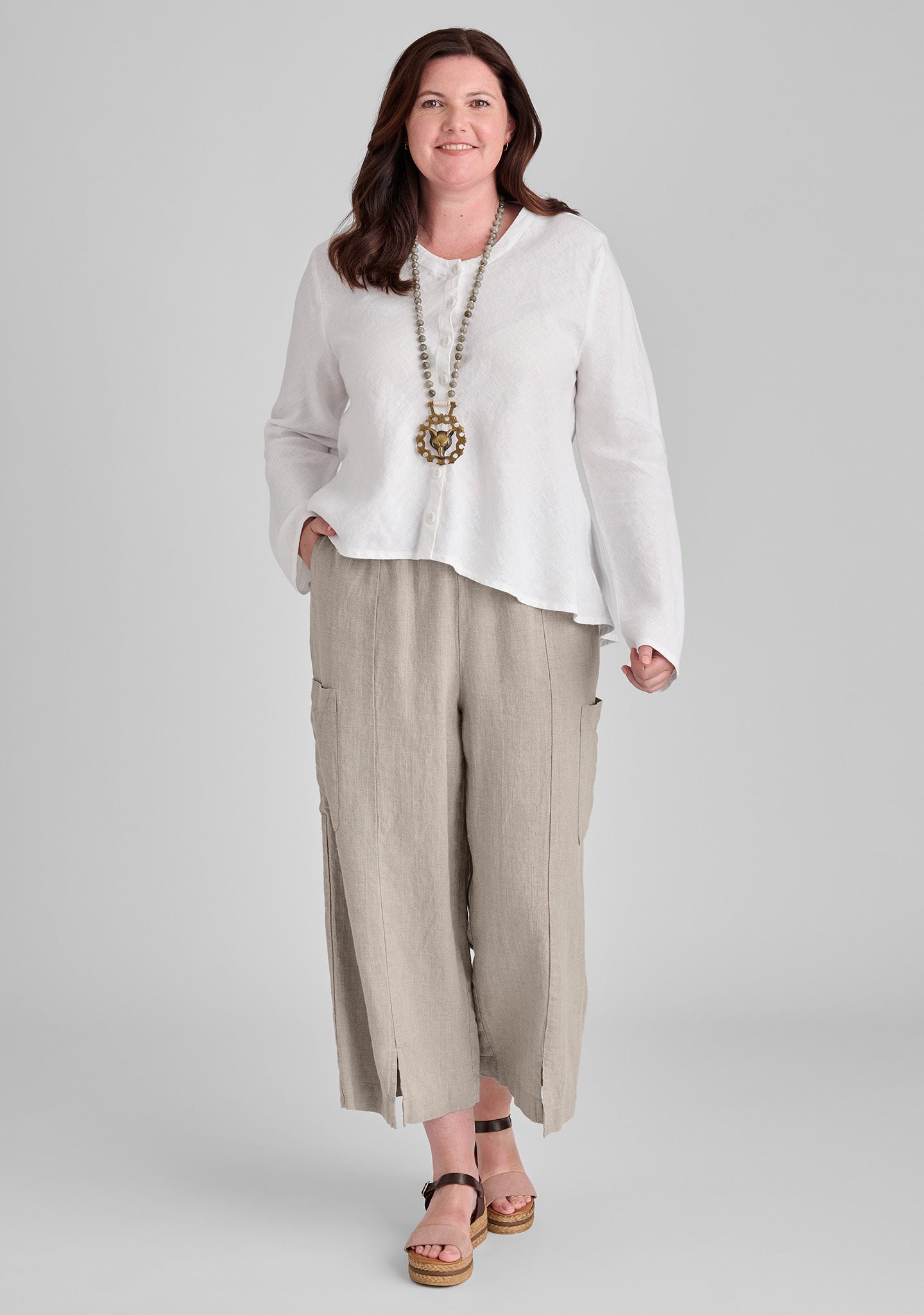 Modern Flood - Linen Pants With Elastic Waist