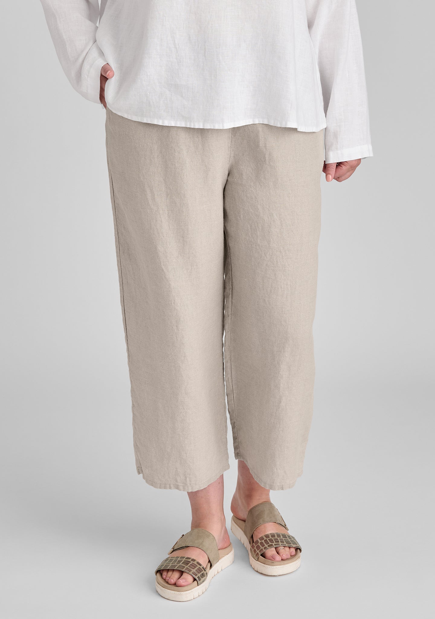 Floods - Linen Pants With Elastic Waist
